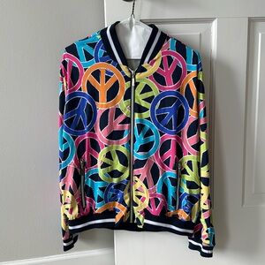 Lulu B Peace Zip Up Bomber Jacket